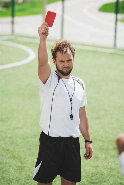 Soccer Referee Showing Red Card Stock Image - Image of sportsman ...