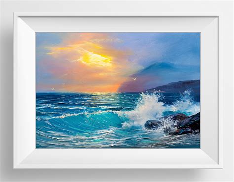 Crashing Waves Painting Print - Etsy UK