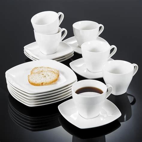 Vancasso 18pcs Service à Café Thé Porcelaine 6 Tasses 6 Soucoupes 6 ...