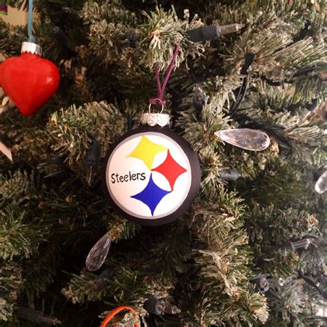 My hand painted glass Pittsburgh Steelers christmas ornament. Football ...