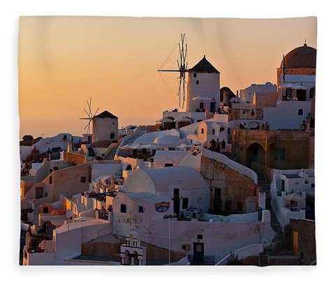 Oia Village At Sunset Fleece Blanket by Property Of Olga Ressem ...