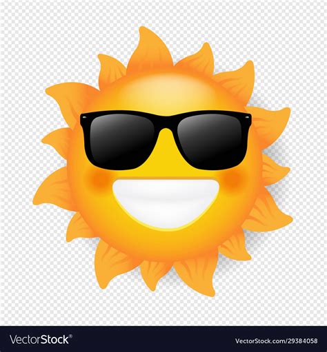 Sun with sunglasses isolated transparent Vector Image