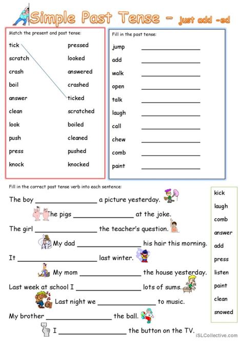 simple past tense add 'ed': English ESL worksheets pdf & doc