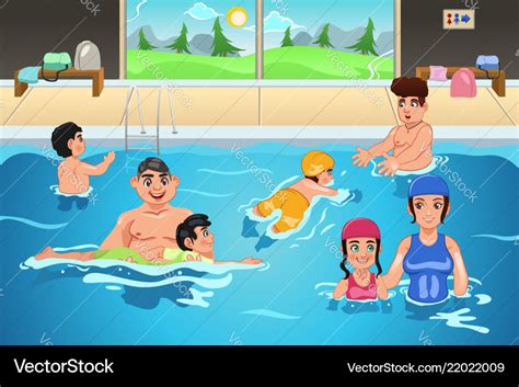 Kids having a swimming lesson Royalty Free Vector Image