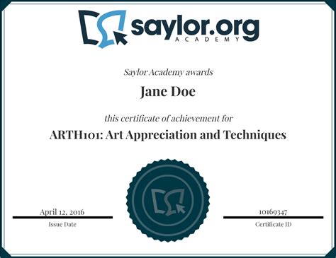 Course Completion Certificates | Saylor Academy