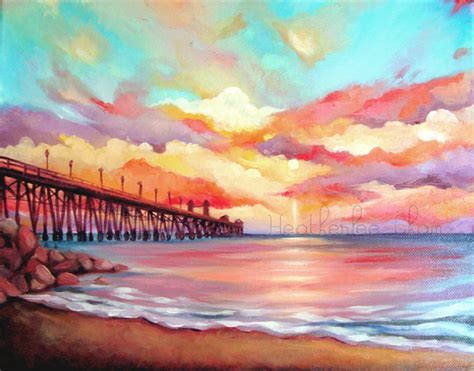 Beach Painting Sunset Landscape Oil Print - Etsy