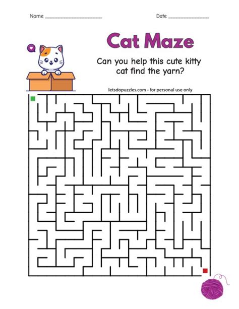 Free Printable Cat Maze for Kids