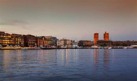 Oslo Skyline with City Hall at Sunset Stock Image - Image of hall, oslo ...