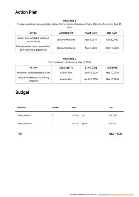 Small Business Succession Plan Template