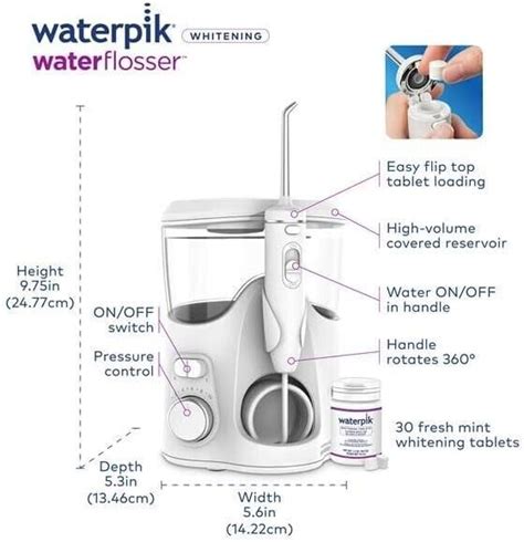 Waterpik Whitening Water Flosser With 30 Mint Flavour Teeth Whitening ...