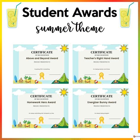 Editable Student Awards Summer Beach Camp Theme - Made By Teachers