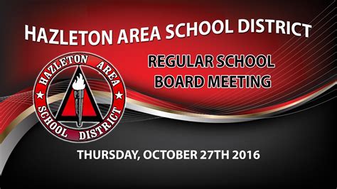 Hazleton Area School District Regular School Board Meeting 10/27 - YouTube