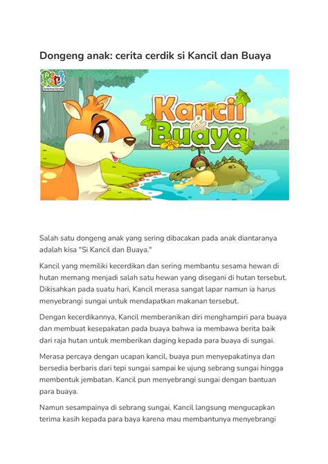 Dongeng anak_ cerita cerdik si Kancil dan Buaya - Debby Arie Setiawan ...