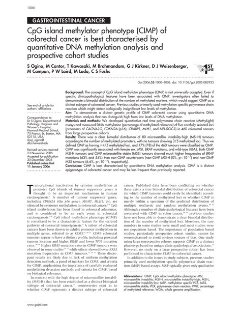 (PDF) CpG island methylator phenotype (CIMP) of colorectal cancer is ...