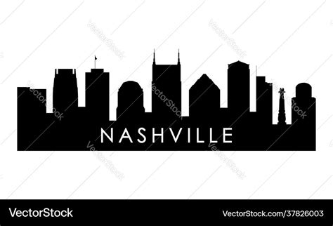 Nashville skyline silhouette black city Royalty Free Vector