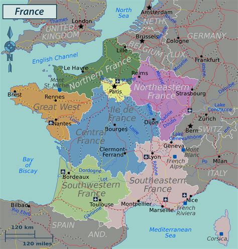 Large regions map of France | France | Europe | Mapsland | Maps of the ...