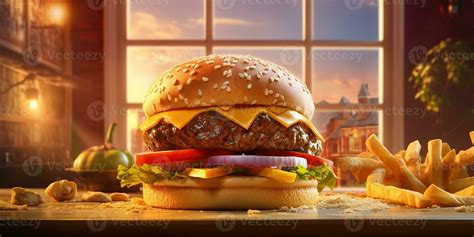 AI Generated. AI Generative. Fast food hamburger burger cheeseburger ...