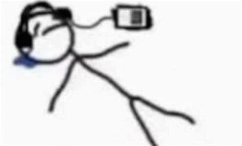 Stick Person Listening To Music Lying Down Crying GIF - Stick Person ...