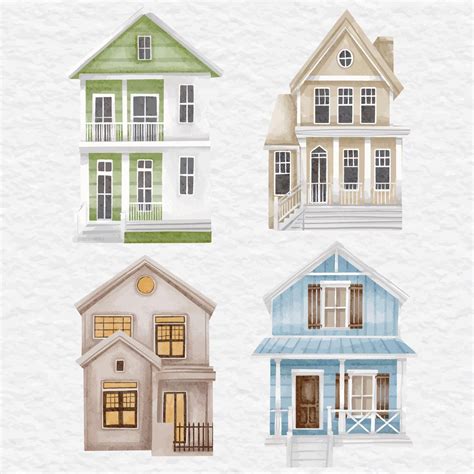 Premium Vector | Watercolor house element illustration