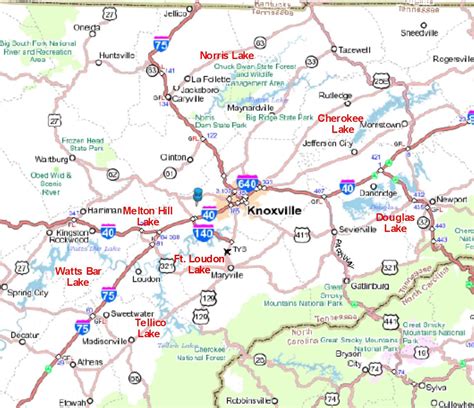 lakes in east tennessee map | ... for Knoxville Tennessee and East ...