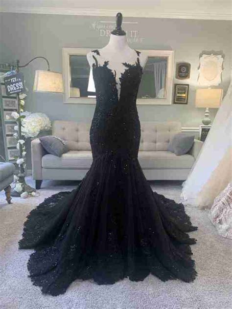 Mermaid Black Wedding Dress with Illusion Back by Brides & Tailor ...