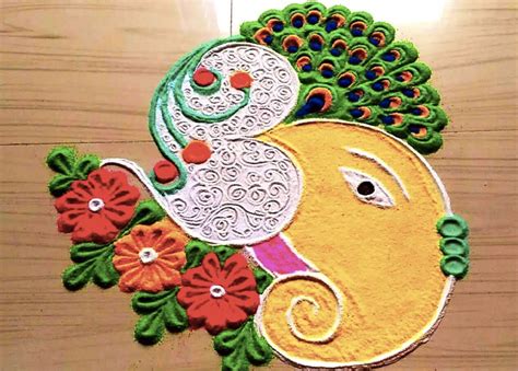 25 Beautiful Ganpati Rangoli Design Ideas For Diwali 2023