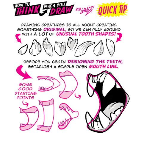 How to THINK when you draw MONSTER TEETH QUICK TIP by ...