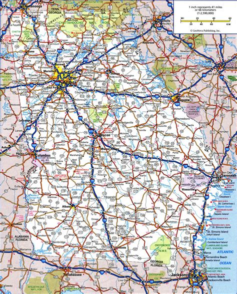 Large detailed roads and highways map of Georgia state with all cities ...