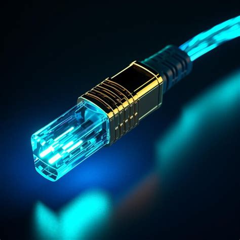 Premium AI Image | a blue ethernet cable with yellow connecting point ...