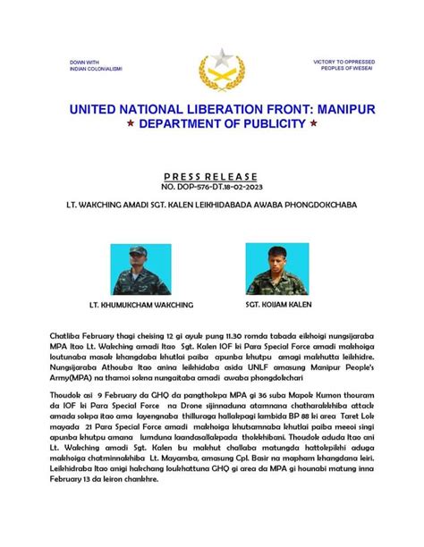 United National Liberation Front , Manipur department Press Release