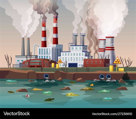 Power plant air pollution or industry factory Vector Image