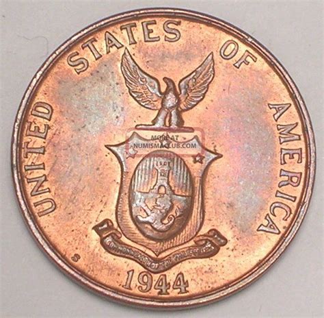 1944 S Philippines 1 Centavo Wwii Era Coin Xf