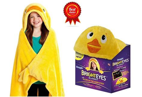 Yellow Duck Hood Fleece Blanket Shawl Bright Eyes Hat Kids Bath Pillow ...