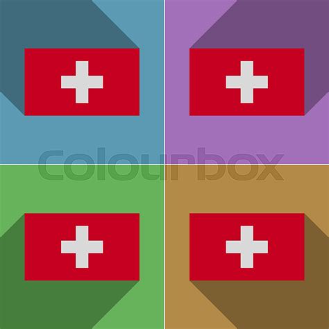 Flags Switzerland. Set of colors flat design and long shadows. | Stock ...