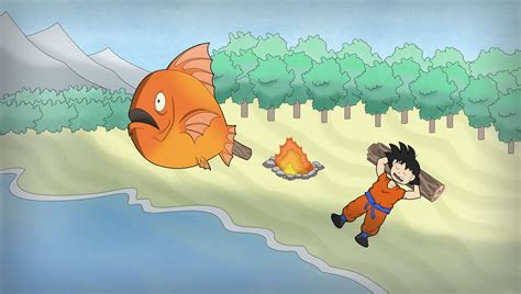 Dragon Ball Fan Art - Goku roasting fish by AirtonProjetos on DeviantArt