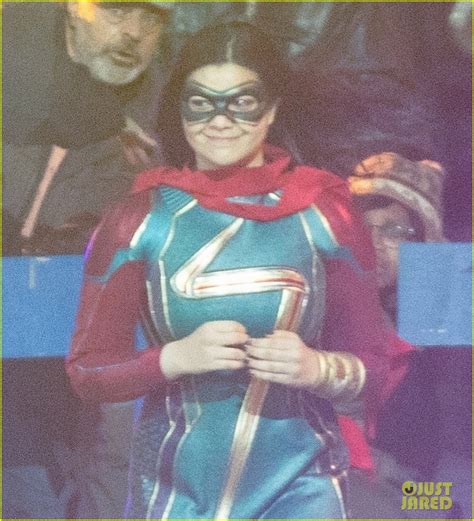 Iman Vellani Spotted in Official 'Ms. Marvel' Costume in New Set Photos ...