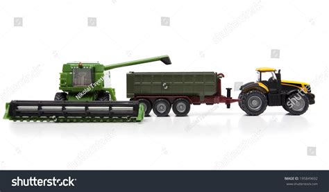 Toys Combine Harvester Tractor Semitrailer Isolated Stock Photo ...