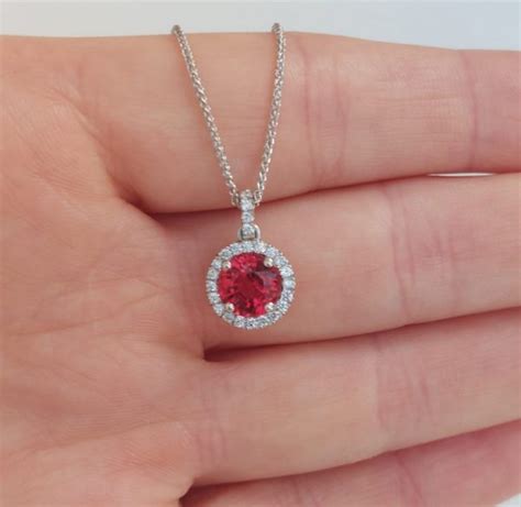 Modern 1.63ct Red Spinel and Diamond Pendant Necklace