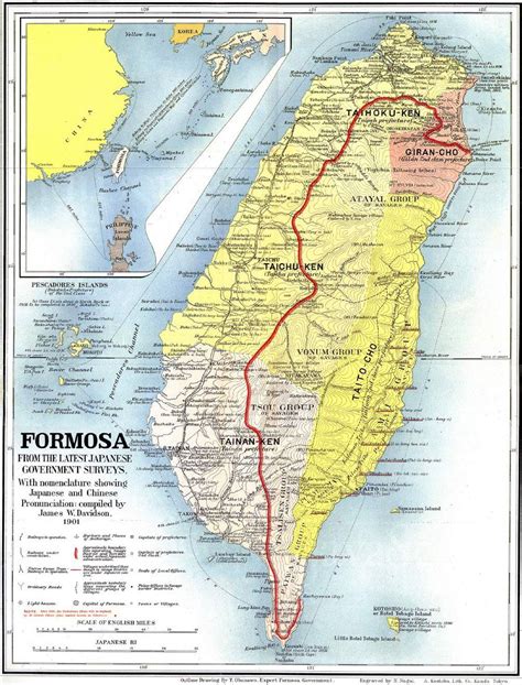 Map of Formosa (Taiwan). 1901. | Cartografia, Guia de viagem, Mapa