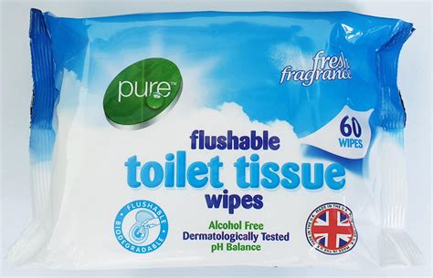 Pure Flushable Toilet Tissue Wipes 60pk | Bathroom & Toilet | Iceland Foods