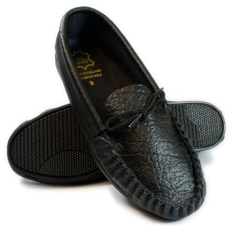 Mens Tan Grey Black Leather moccasins Slippers Made In Britain UK 6-12 ...