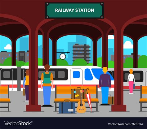 Railway station Royalty Free Vector Image - VectorStock