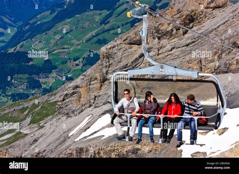 The Ice Flyer Chair Lift on Mount Titlis, Swiss Alps Stock Photo - Alamy