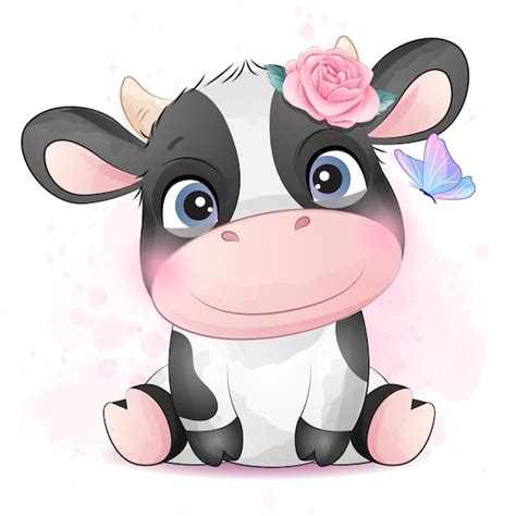 Cute Cow Clipart With Watercolor Illustration - Etsy