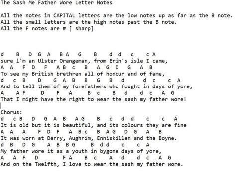 The Sash Me Father Wore Tin Whistle Notes and sheet music - Irish folk ...