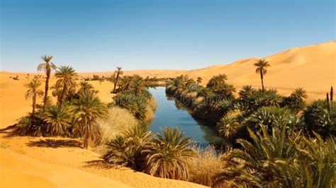 Umm Al-Ma Lake - Desert Oasis - Sahara, Libya Stock Image - Image: 18654159