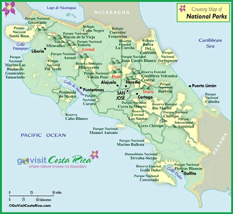 Costa Rica National Park Map, Costa Rica | Costa rica map, Costa rica ...