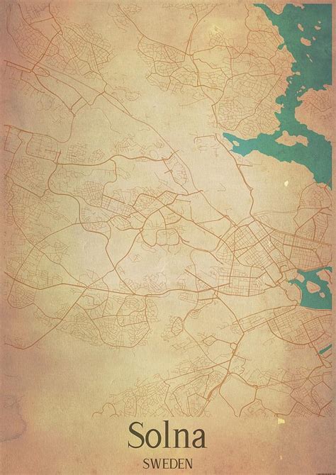 Vintage Map of Solna Sweden Mixed Media by Sam Wed - Pixels