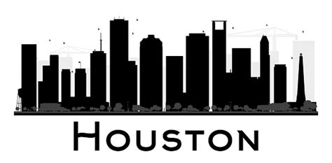 Houston City Skyline Black And White Silhouette Stock Illustration ...