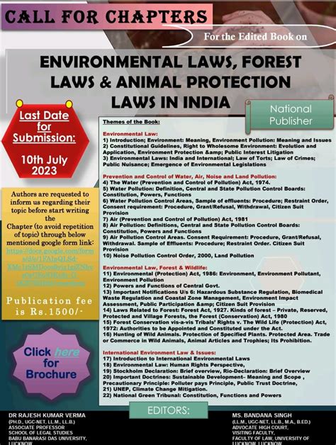 Call for chapters For the Edited book on "ENVIRONMENTAL LAWS, FOREST ...